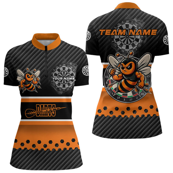 Maxcorners Black Orange Darts Bee Custom Name Darts Shirts For Men, Funny Darts Apparel, Best Darts Gifts