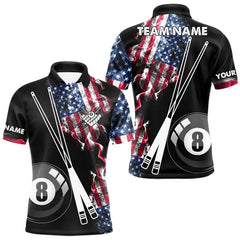 Maxcorners Personalized US Flag Smoke 8 Ball Pool Billiard Shirt For Men Custom Patriotic Billiard Team Jersey TU1612