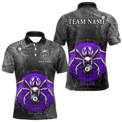 Maxcorners Personalized Grunge Spider Web 8 Ball Pool Billiard Shirt For Men, Billiard Team Jerseys |Purple TU1612