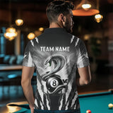 Maxcorners Personalized Thunder Lightning Cobra Snake Men Billiard Shirts, 8 Ball Billiard Team Jerseys |White