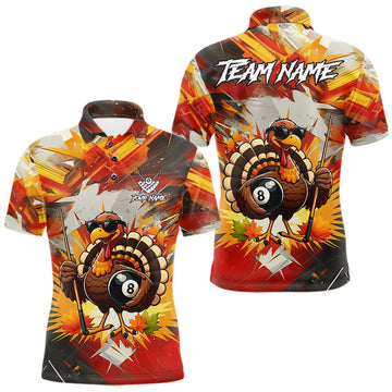 Maxcorners Personalized Funny Turkey 8 Ball Shirt For Men Custom Thanksgiving Pool Team Jersey LM1112