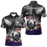 Maxcorners Black Purple American Flag Thunder Lightning 8 Ball Billiard Shirt For Men Custom Pool Team Jersey MT0811