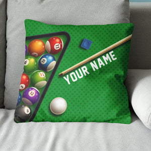 Personalized Green Billiard Table 3D Printed Throw Pillow Billiard Gifts