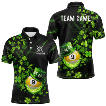 Maxcorners Green Luckiest Shamrock 9 Ball Billiard Shirt For Men Custom St Patrick Day Pool Team Jersey LM2001