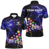 Maxcorners Galaxy Billiard Balls Thunder Lightning Pool Shirts For Men Custom Purple Billiard League Jerseys