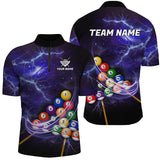 Maxcorners Galaxy Billiard Balls Thunder Lightning Pool Shirts For Men Custom Purple Billiard League Jerseys