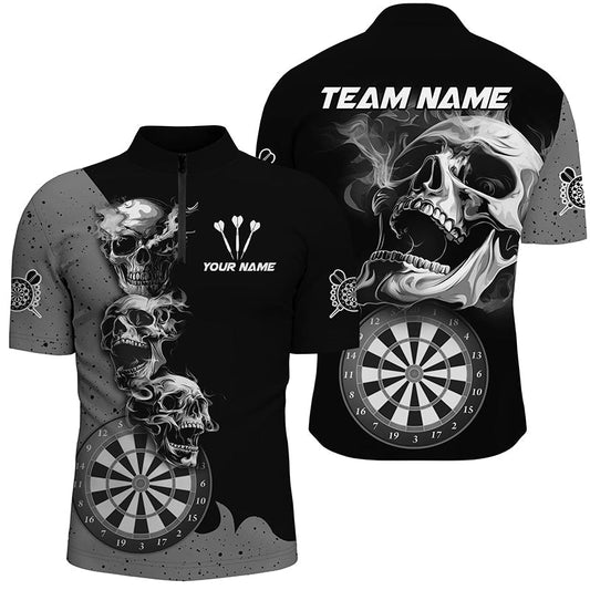 Maxcorners Smoking Skull Black Darts Jersey Multicolor Option Customized Name, Team Name 3D Shirt