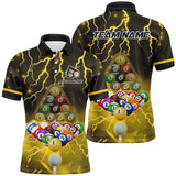 Maxcorners Yellow Thunder Lightning Storm Billiard Jersey Customized Name, Team Name 3D Shirt Unisex