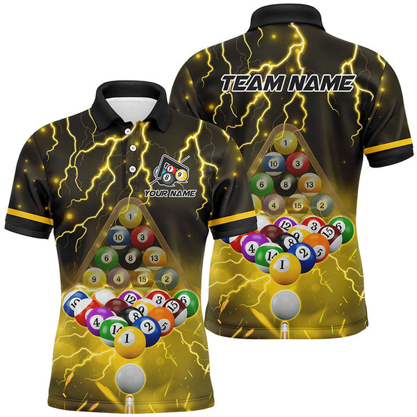 Maxcorners Yellow Thunder Lightning Storm Billiard Jersey Customized Name, Team Name 3D Shirt Unisex