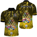 Maxcorners Yellow Thunder Lightning Storm Billiard Jersey Customized Name, Team Name 3D Shirt Unisex