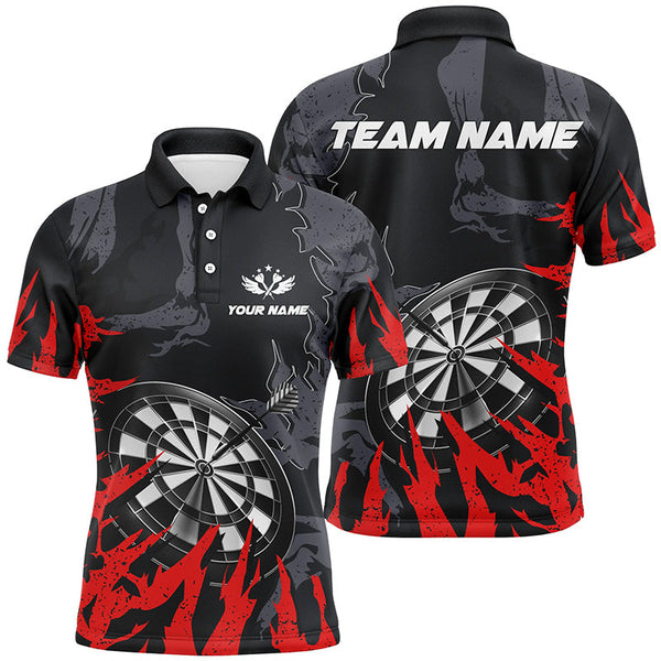 Personalzied Darts Board Red Grunge Style 3D Men Darts Polo Shirts