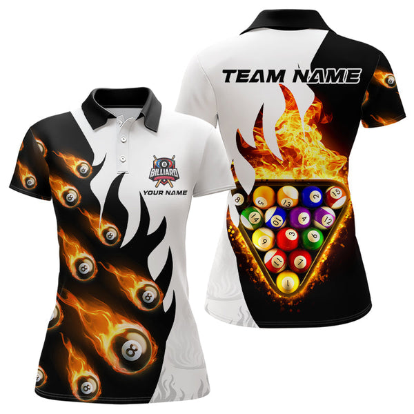 Maxcorners Flaming 8 Ball Pool Billiard Shirts For Men Custom Fire Billiard Team Shirts, Billiard Jerseys