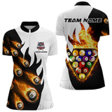 Maxcorners Flaming 8 Ball Pool Billiard Shirts For Men Custom Fire Billiard Team Shirts, Billiard Jerseys