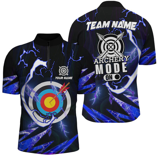 Maxcorners Personalized Us Flag Archery Bow And Arrow Fire 3D Polo Shirts For Men, Custom Archery Team Jerseys