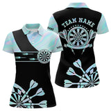 Maxcorners Holographic Blue Darts Tie Dye Polo & Quarter Zip Custom Dart Shirts For Men Glowing Dart Jerseys