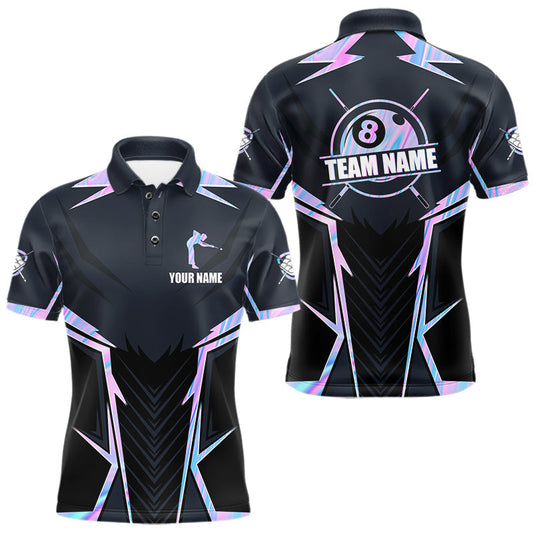 Maxcorners Holographic Billiard Jerseys For Men Custom Polo & Quarter-Zip 8 Ball Pool Billiard Team Shirts