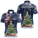 Maxcorners Funny Santa Christmas Billiard Shirts For Men Custom US Flag Xmas Pine Tree Pool Team Shirt TU1711