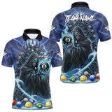 Maxcorners Blue Grim Reaper Lightning Billiard Shirt For Men Custom 8 Ball Pool Jersey Team Polo & 1/4 Zip TU1711
