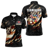 Maxcorners Billiard Ball Retro Us Flag Black Grunge Billiard Shirt For Men Custom 8 Ball Pool Billiard Jersey