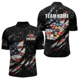 Maxcorners Billiard Balls Us Flag Black Grunge Billiard Shirts For Men Custom 8 Ball Pool Billiard Jerseys