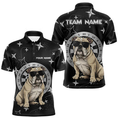 Maxcorners Personalized Funny Bulldog Darts Shirt For Men Custom Star Pattern Dart Jersey Team Polo & 1/4 Zip