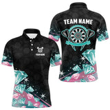 Maxcorners Funny Pink And Turquoise Diamonds Darts Polo & Quarter Zip Custom Dart Shirts For Men Dart Jerseys