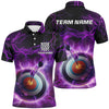 Maxcorners Personalized Archery 3D Target Custom Purple Thunder Lightning Men Polo Shirts, Archery Jerseys