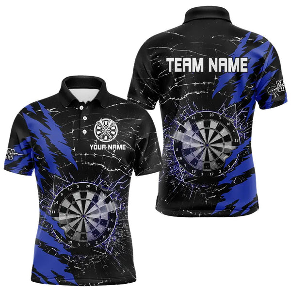 Maxcorners Black And Blue Darts Board Break Glass Custom Dart Shirts For Men, Darts Team Shirts Dart Jerseys