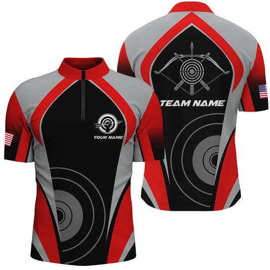 Maxcorners Personalized Red Archery Jerseys Polo Shirts For Men Best Custom Archery Uniform For Team