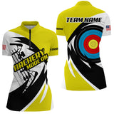 Maxcorners Personalized Yellow Archery Jerseys Men Polo & Quarter-Zip Shirts Custom Archery Bow Shirts