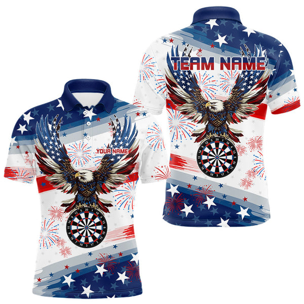 Maxcorners Personalized American Flag Eagle Dart Shirts For Men Custom Pride Patriotic Team Dart Jerseys