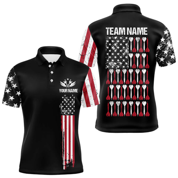 Maxcorners American Flag Patriotic Darts Polo & Quarter Zip Custom Dart Shirts For Men Black Dart Jerseys