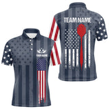 Maxcorners American Flag Navy Darts Polo & Quarter Zip Shirt Custom Patriotic Darts Shirt For Men Dart Jersey