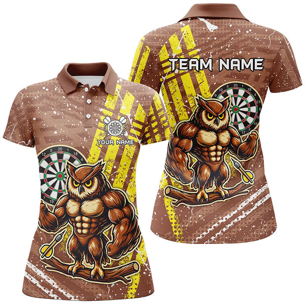 Maxcorners Personalized Funny Owl Darts Shirts Custom Brown Darts Jerseys, Unique Darts Apparel