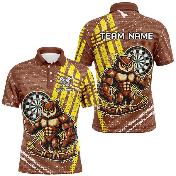 Maxcorners Darts Funny Owl  Customized Name, Team Name 3D Polo Shirt