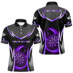 Maxcorners Purple Dartboard Lightning Darts Polo & 1/4 Zip Custom Darts Shirt For Men, Darts Team Jersey TU2511