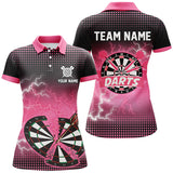 Maxcorners Funny Pink Crack Dartboard Thunder Lightning 3D Printed Custom Men Darts Shirts Darts Team Jersey