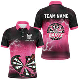 Maxcorners Funny Pink Crack Dartboard Thunder Lightning 3D Printed Custom Men Darts Shirts Darts Team Jersey