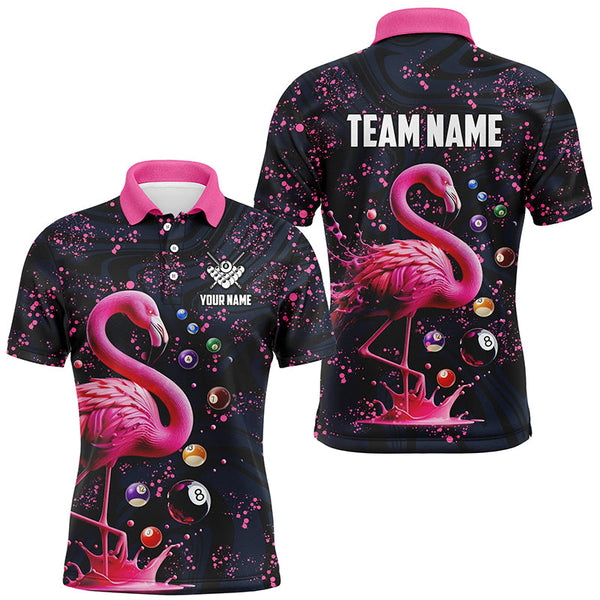 Maxcorners Pink Grunge Flamingo Billiard Balls 3D Pool Shirts For Men Custom Unique Billiard Jerseys Apparel