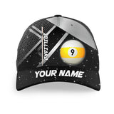 Maxcorners Billiard 9 Ball Pool Black  Personalized Name 3D Cap