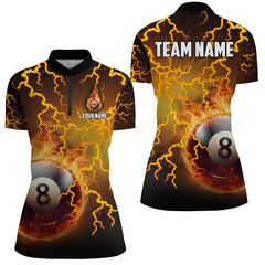 Maxcorners Personalized Fire 8 Ball Pool Thunder Billiard Shirts, Flame Billiard Jerseys