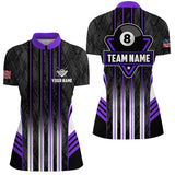 Maxcorners Personalized Purple 8 Ball Pool Billiard Jerseys For Women, Billiard League Team Polo & 1/4 Zip Shirt