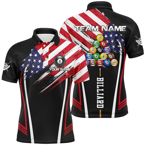 Maxcorners American Flag Pattern Billiard Jersey Customized Name, Team Name 3D Shirt