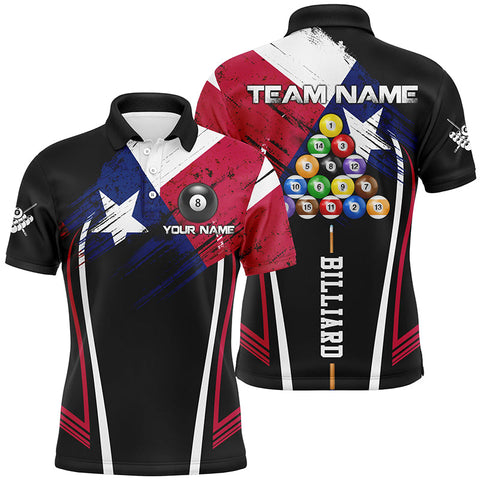 Maxcorners Personalized Texas Billiard Jerseys Men Polo Shirts