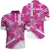 Maxcorners Pink Ribbon Breast Cancer Custom 8 Ball Pattern Billiard Shirts, Pink Billiard Team Jerseys