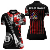 Maxcorners Personalized Canada Flag Smoke 8 Ball Pool Billiard Shirt For Men & Women, Patriotic Billiard Team Jersey