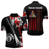 Maxcorners Personalized Canada Flag Smoke 8 Ball Pool Billiard Shirt For Men & Women, Patriotic Billiard Team Jersey