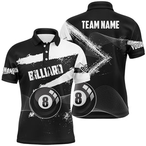 Maxcorners Ball 8 Black Grunge Billiard Personalized Name 3D Shirt