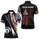 Maxcorners Retro Grunge American Flag 8 Ball Pool Billiard Shirt For Men Custom Patriotic Billiard Team Jersey