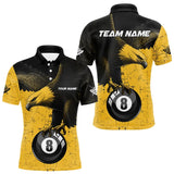 Maxcorners Personalized Yellow Black Eagle 8 Ball Pool Billiard Shirts For Men Custom Cool Billiard Jerseys